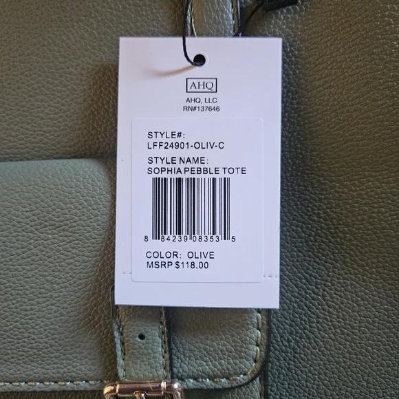 NWT London Fog Sophia Pebble Tote Olive Green 100th Anniversary - Picture 10 of 10